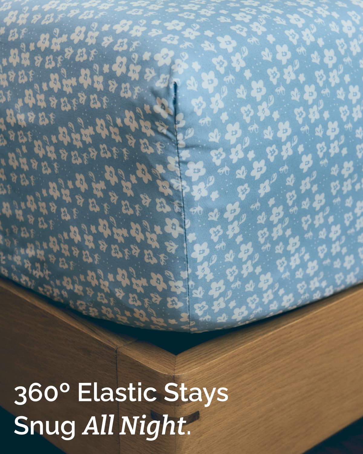 Floral Sheets - Blue Floral Bed Sheet Set - 1 Flat, 1 Fitted & 2 Pillowcases w/ Deep Pockets - Comfy, Wrinkle & Fade Free - Boho Botanical Bedding - Ultra-Soft, Breathable & Cooling - Full Size Set