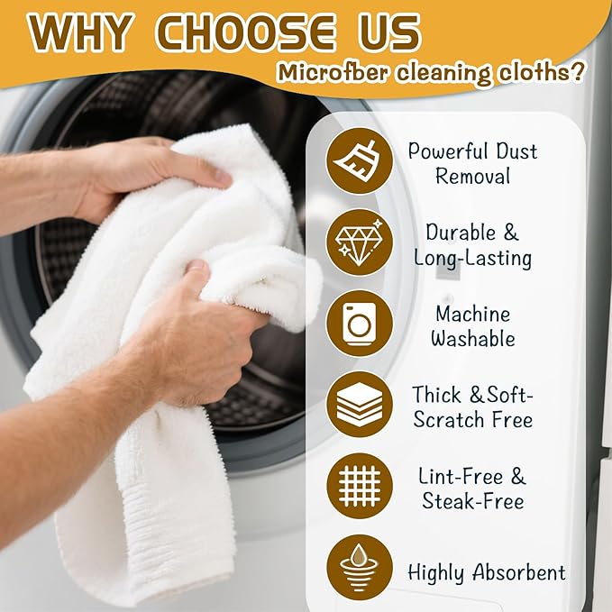 4 Pcs Extra Large Microfiber Cleaning Cloth, Lint and Streak Free