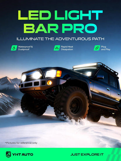 YHTAUTO 22 Inch LED Light Bars & Light Cover 160W 16000LM 5700K Combo Beam Off Road Camper Driving Work Light for 4x4 Pickup Truck ATV UTV Dirt Bike Motorcycle Boat Trailer IP67 Waterproof Lamp