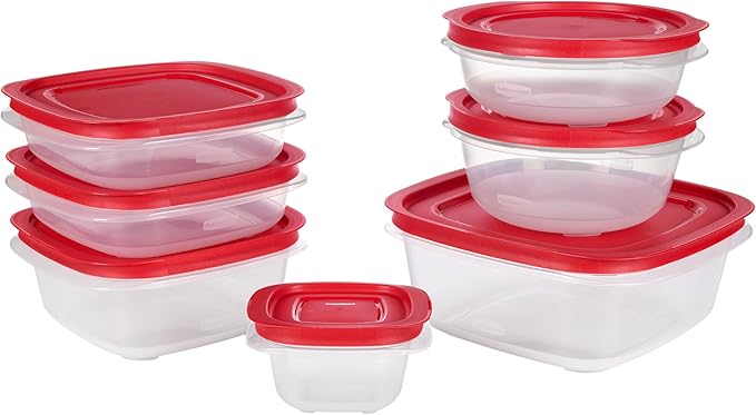 Rubbermaid EasyStore Square and Round Containers, 14-Piece Set, Food Storage
