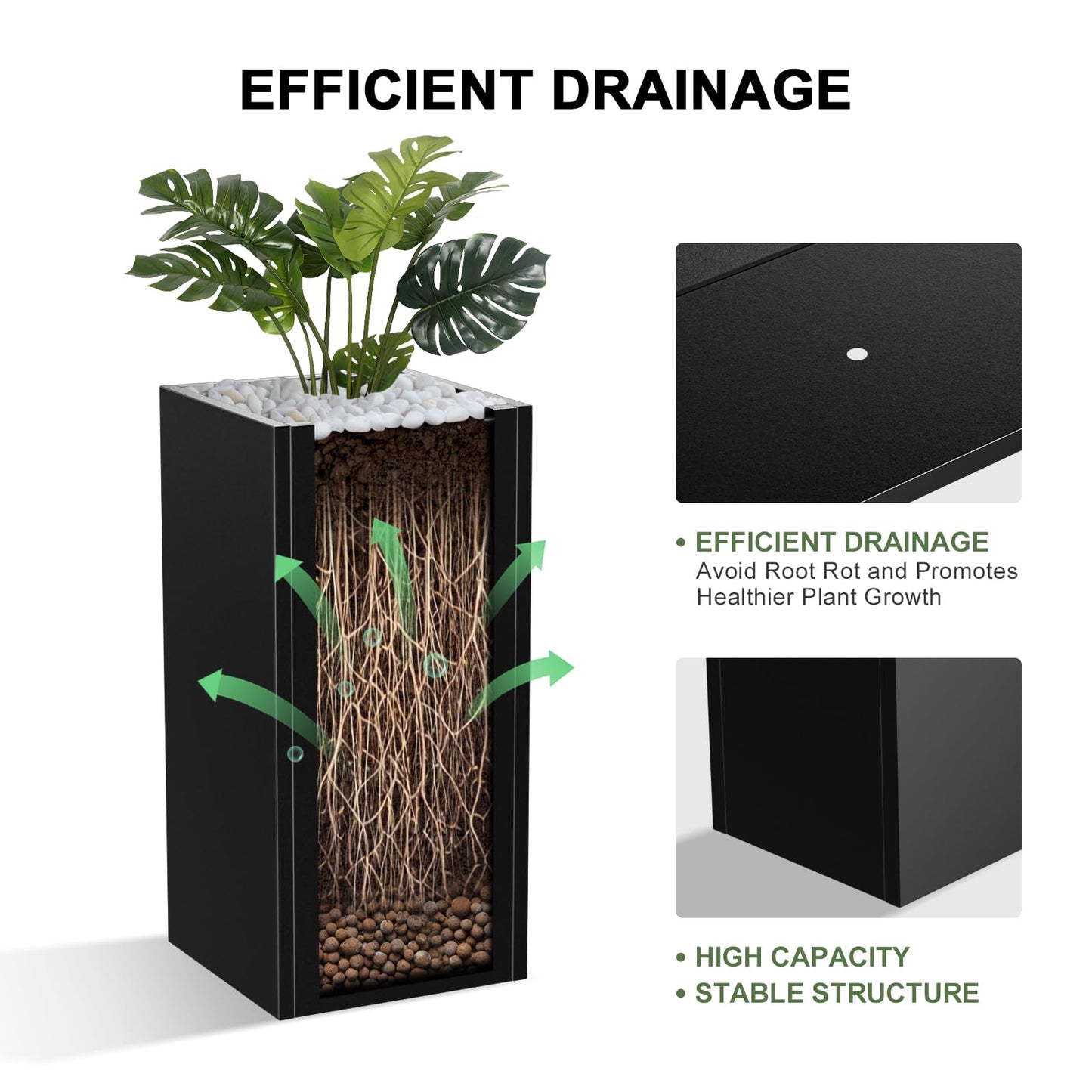 Baotree Metal Planter Box, Planter Boxes Outdoor Heavy Duty Metal Garden Planter Spliced Flower Pot with Partitions, All-Weather Use with Drainage Holes for Patio/Porch-30 x 14" x 14"