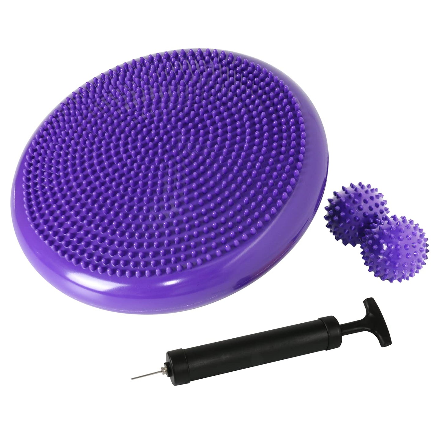 Nvzi Wobble Cushion, Balance Disc, Wiggle Seat, Balance Pads for Physical Therapy, Stability Disc, Wobble Board for Dogs, Office, with Spiky Massage Ball(Purple)