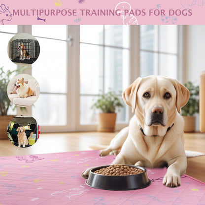 IEUUMLER Washable Pee Pads for Dogs, 2 Pack Waterproof & Non-Slip Pack Whelping Pad, Reusable Washable Puppy Potty Training Pad with Fast Absorbent for Playpen FC013 (60*45 cm-2 pcs,Pink)