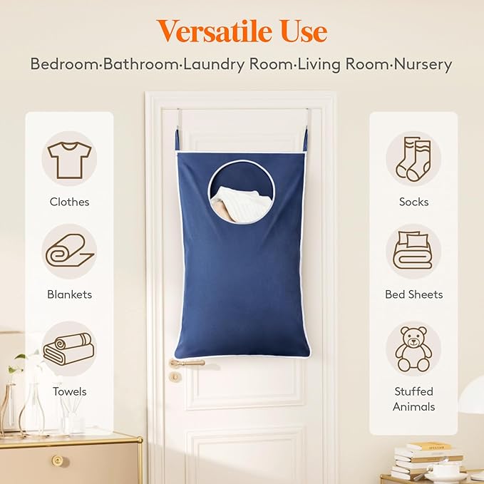 Lifewit 1 Pack Over Door Laundry Hamper, Large Collapsible Hanging Laundry