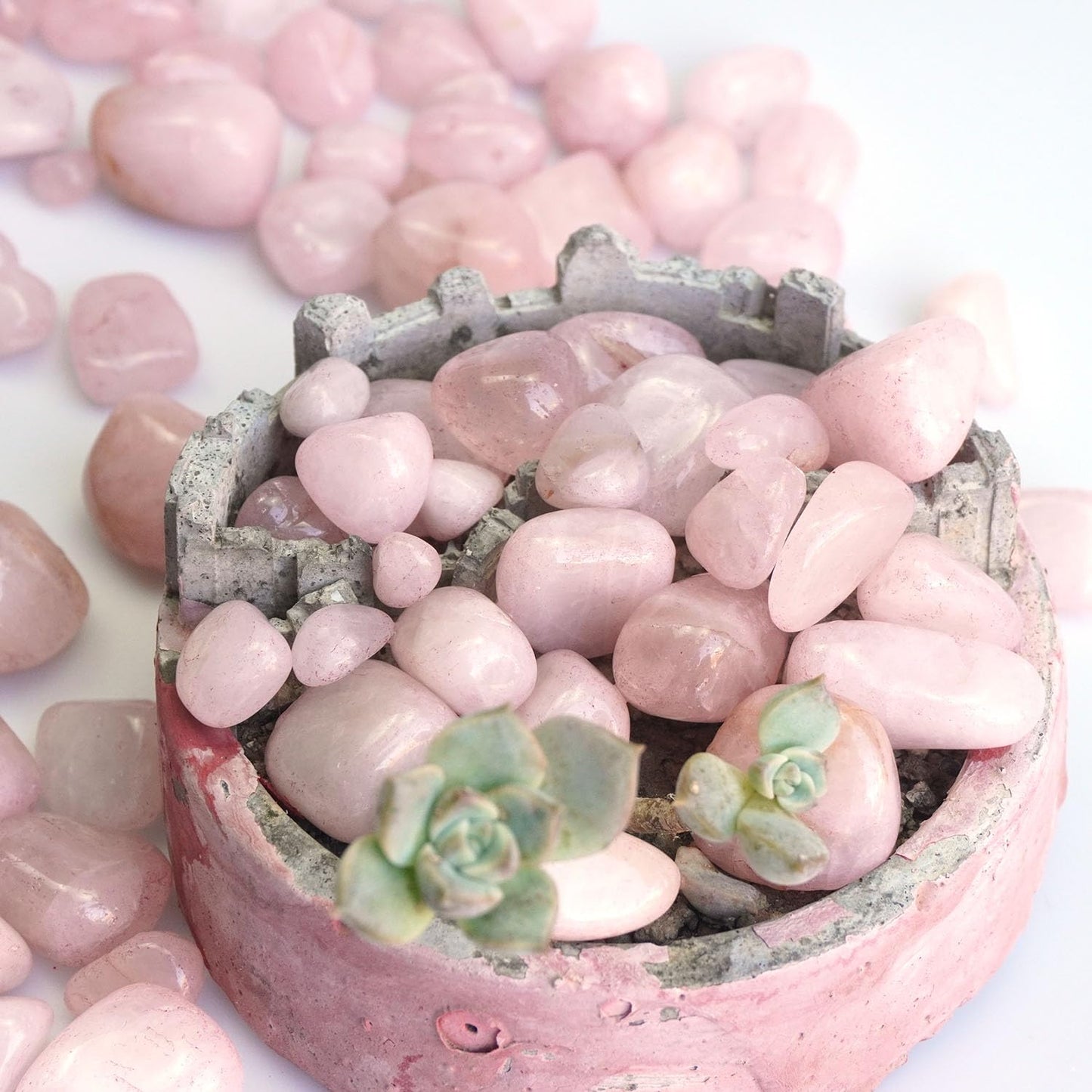 XMHOME 3 Pounds Rose Quartz Tumbled Stones - Pink Polished Crystals for Vase Filler, Love Energy, and Jewelry