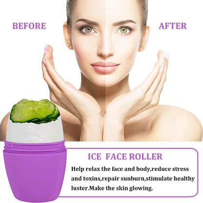 Small Cube Ice Roller For Face And Eye,Facial Ice Roller Massager,Face Icer,Facial Skin Care Tools for Eliminate Puffiness Tighten Skin Reduce Fine Lines Shrink Pores (Purple)