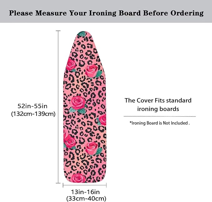 Leopard Print Rose Ironing Board Cover Dec Cover Scorch Stain Resistant Ironing