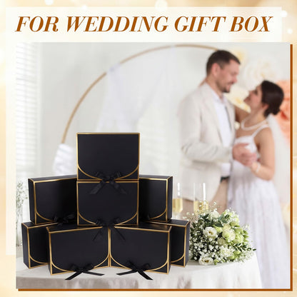 Jaloro 20 Pack Black Gift Boxes with Lids Bulk 10.6x7.8x3.1inch Black Gift Boxes with Gold Ribbons Bridesmaid Proposal Box for Presents, Wedding, Birthday, Valentine's Day, Baby Shower, Anniversary