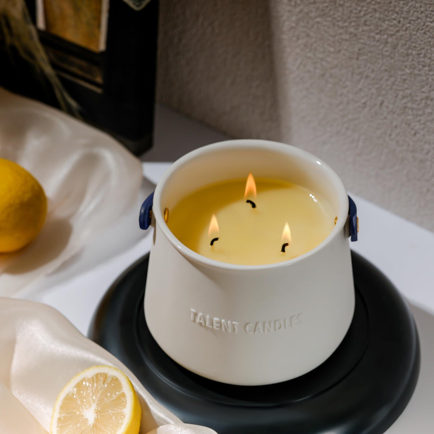 Talent Candles Scented Candles Ceramics Cup Handheld 3 Wicks Natural Soy Wax Candles Gifts for Women & Men (Summer Night)