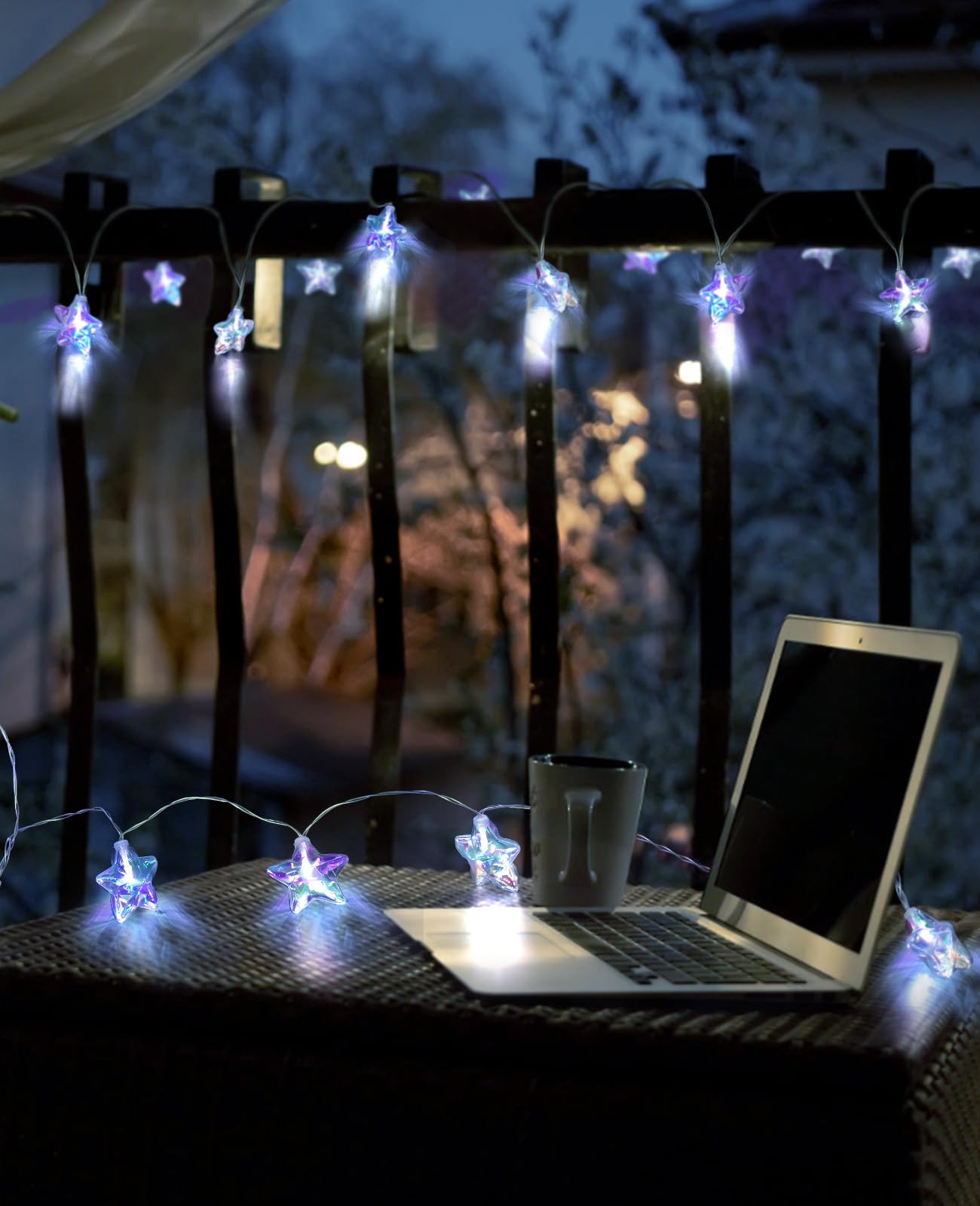 AceList 20 LED Star String Lights, 10ft Iridescent Star Lights with Remote, IP44 Waterproof, 8 Modes USB or Battery Operated Fairy Lights for Bedroom, Christmas, Party Decor (White)
