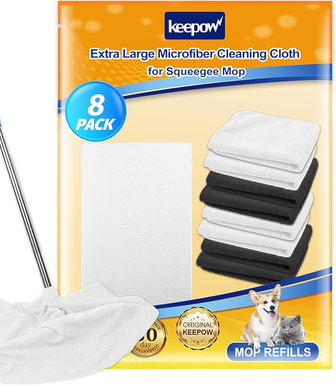 KEEPOW 8PCS Extra Large Microfiber Cleaning Cloth 30" x 20" Washable Reusable