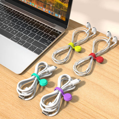 Magnetic Cable Ties 10 PCS Reusable Cable Organizers Earbuds Cords USB Cable Manager Keeper Wrap Ties Straps Bookmark Clips Whiteboard Noticeboard Fridge Magnets for Office, School, Home Organization