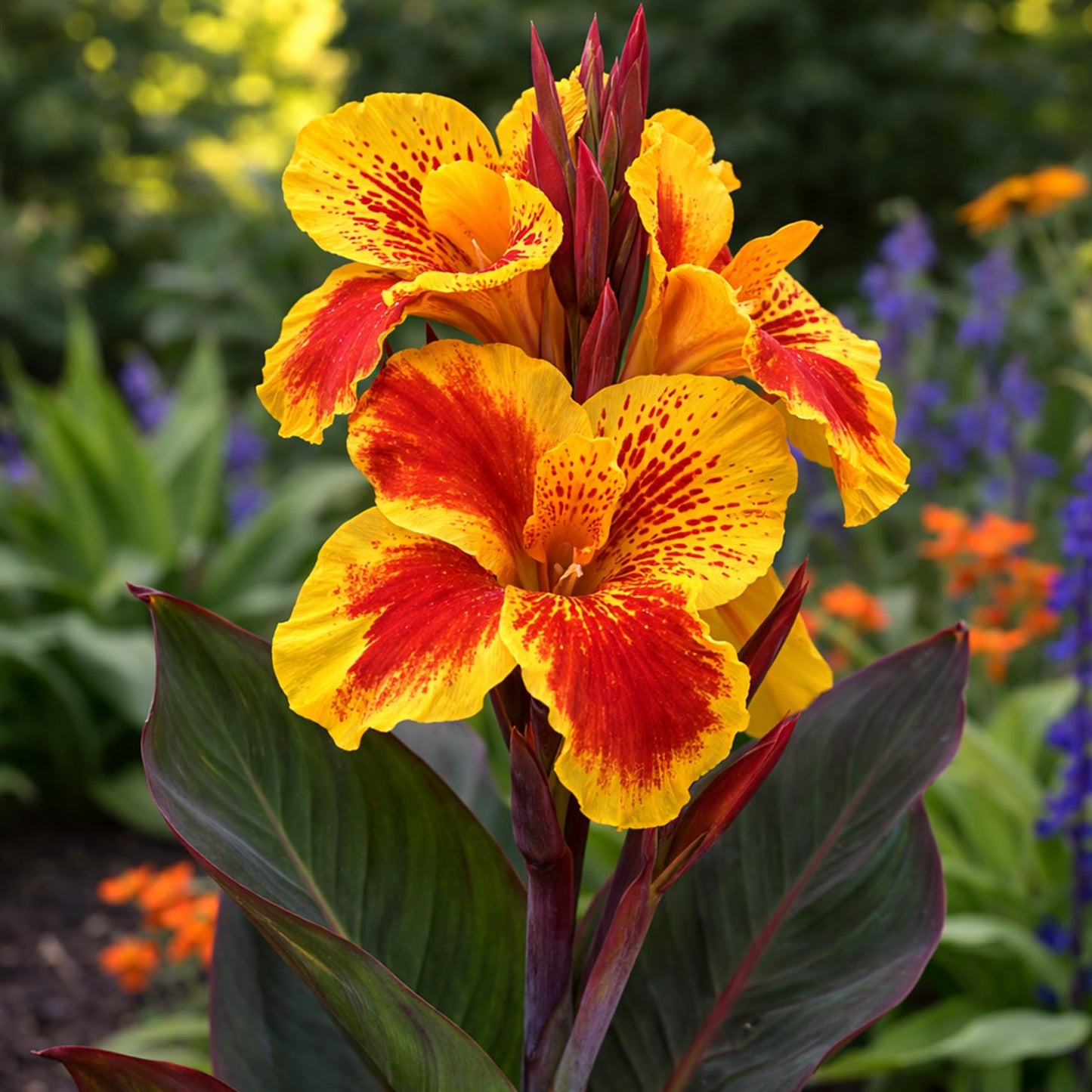 Premium King Humbert Canna Lily Bulbs – Giant Red & Yellow Tropical Blooms – Large Flowering Summer Bulbs for Garden & Containers (1 Bulb)