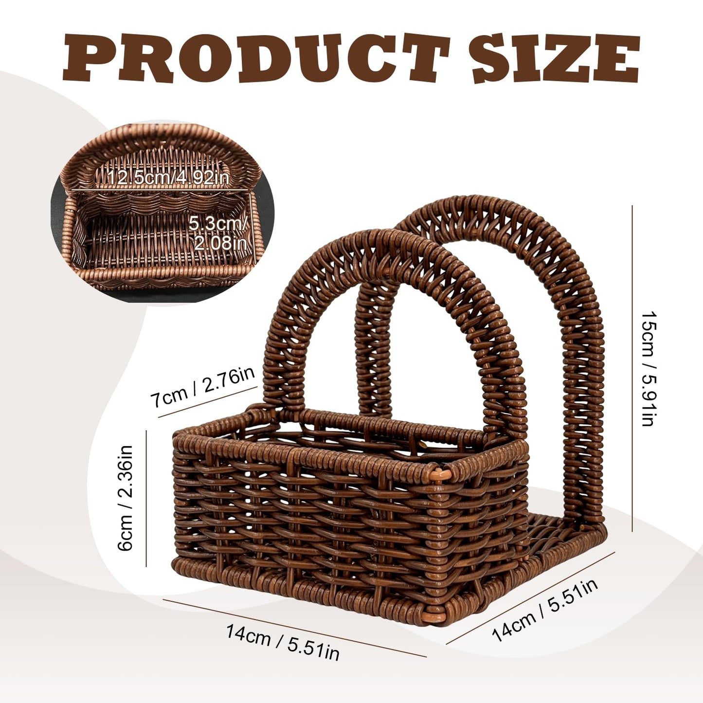 Plastic Rattan Napkin Holder with Salt and Pepper Shakers Holder for Table, Kitchen countertop Organizer - Multi-Functional Storage(Without Salt, Pepper Shakers & Napkins)