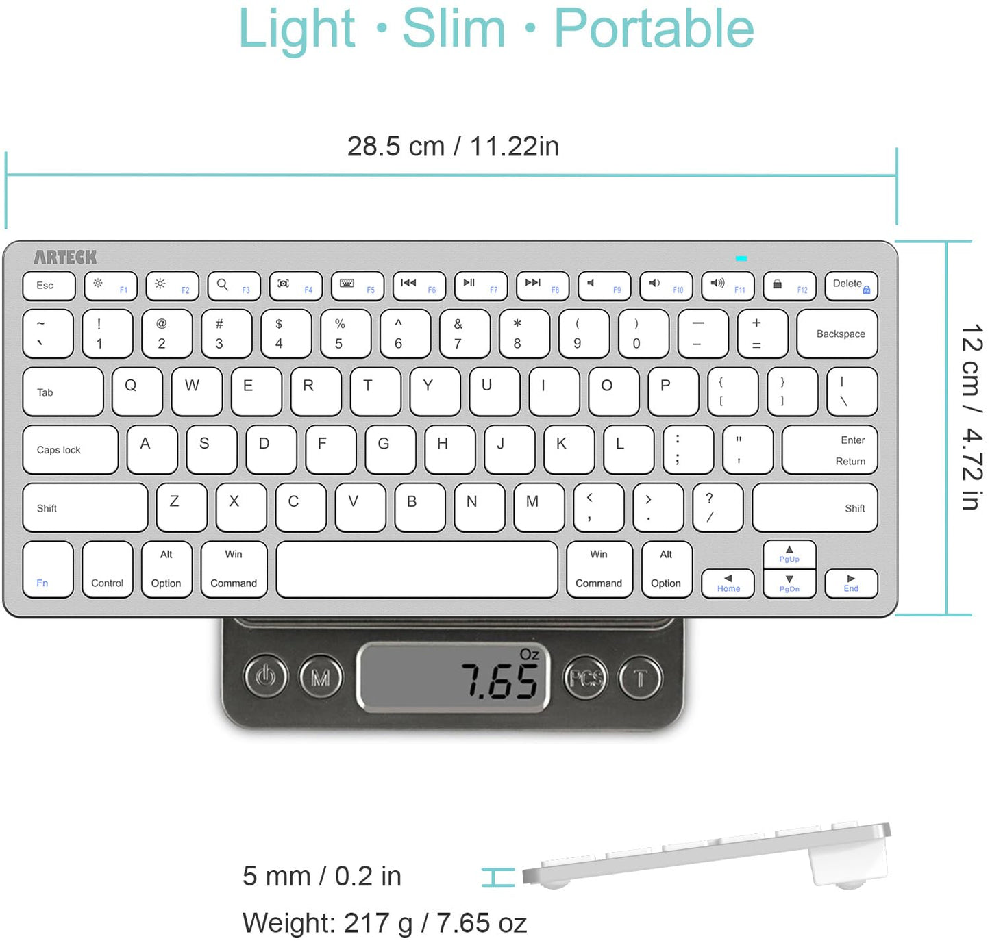 Arteck Ultra-Slim Bluetooth Keyboard Compatible with iPad 10.2-inch/iPad Air/iPad 9.7-inch/iPad Pro/iPad mini, iPhone and Other Bluetooth Enabled Devices Including iOS, Android, Windows, Black