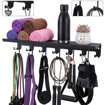 Novabright Double Row Hooks Floating Shelf Compatible with Tonal Accessories, T-bracket Lock Adapters Hanger, Wall Mount Home Gym Storage Rack for Fitness Equipment