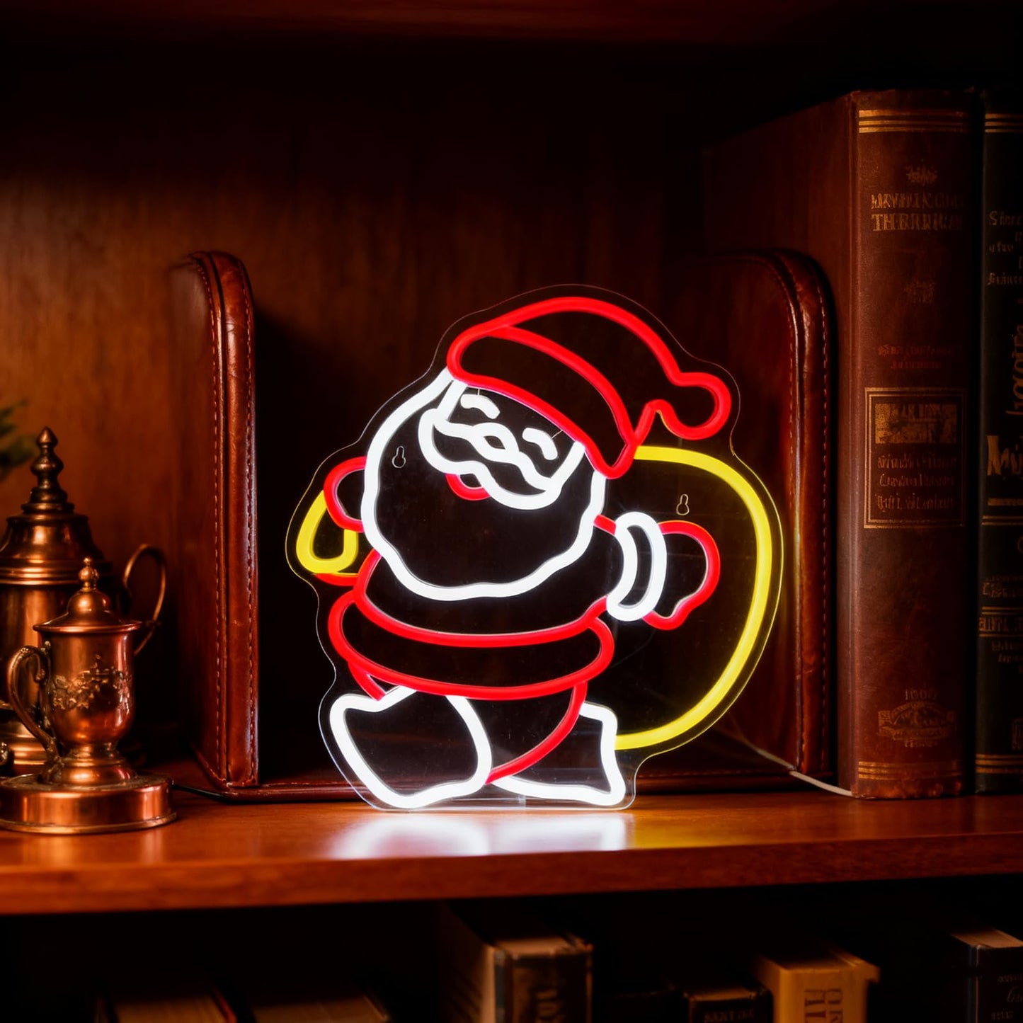Mvorixa Santa Claus Neon Sign Christmas LED Wall Light for Holiday Decor, USB Powered Red White Yellow Santa Neon Lights for Home Bedroom Kids Room Party Christmas Gift Decorations