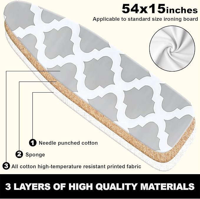 Ironing Board Cover 15x54 Inch- Standard Cotton Cover
