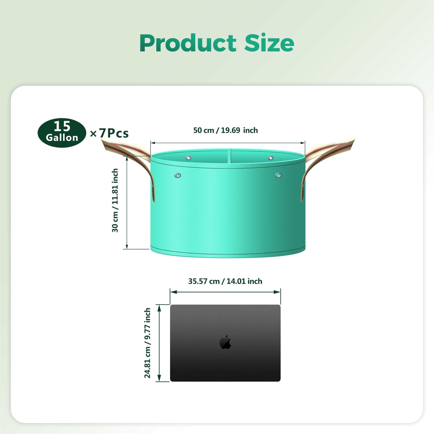 SPONDWILD 7 Pcs 15 Gallon Grow Bags, PE Garden Grow Bags for Plants with Branch-Binding Holes and Bottom Drain Holes, Ideal for Vegetables, Strawberries and Flowers