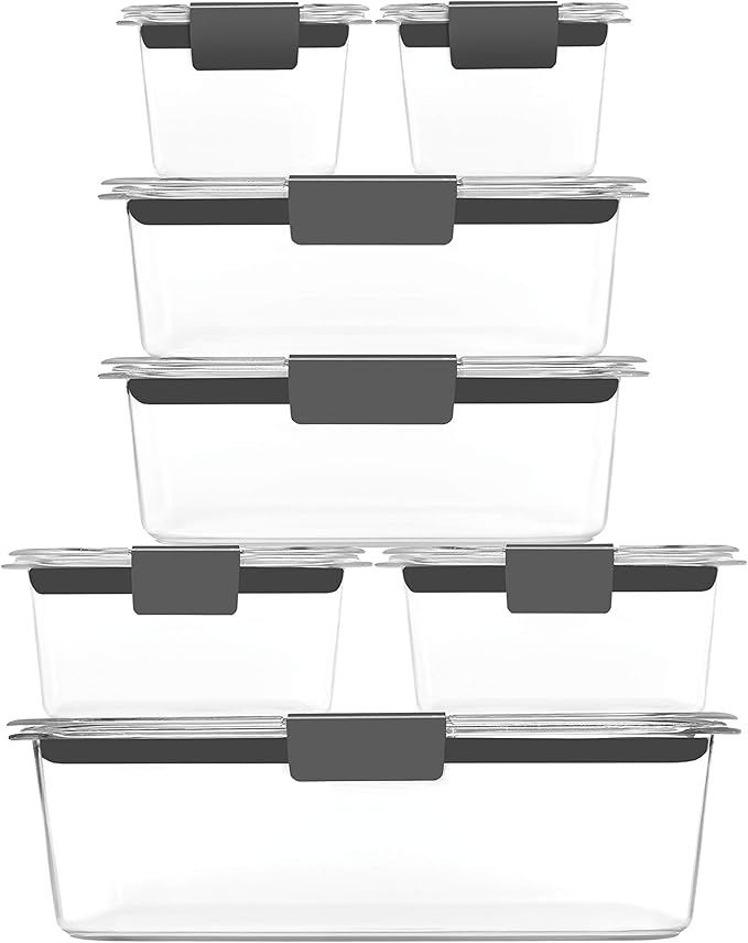 Rubbermaid Brilliance Food Storage Containers, 14 Piece Plastic Containers