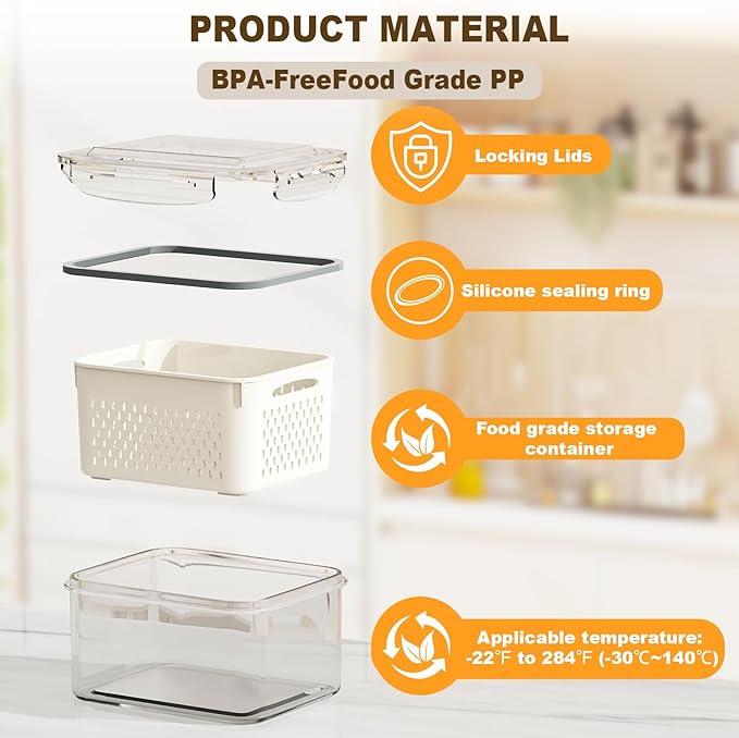 8 Pcs Fruit Storage Containers for Fridge