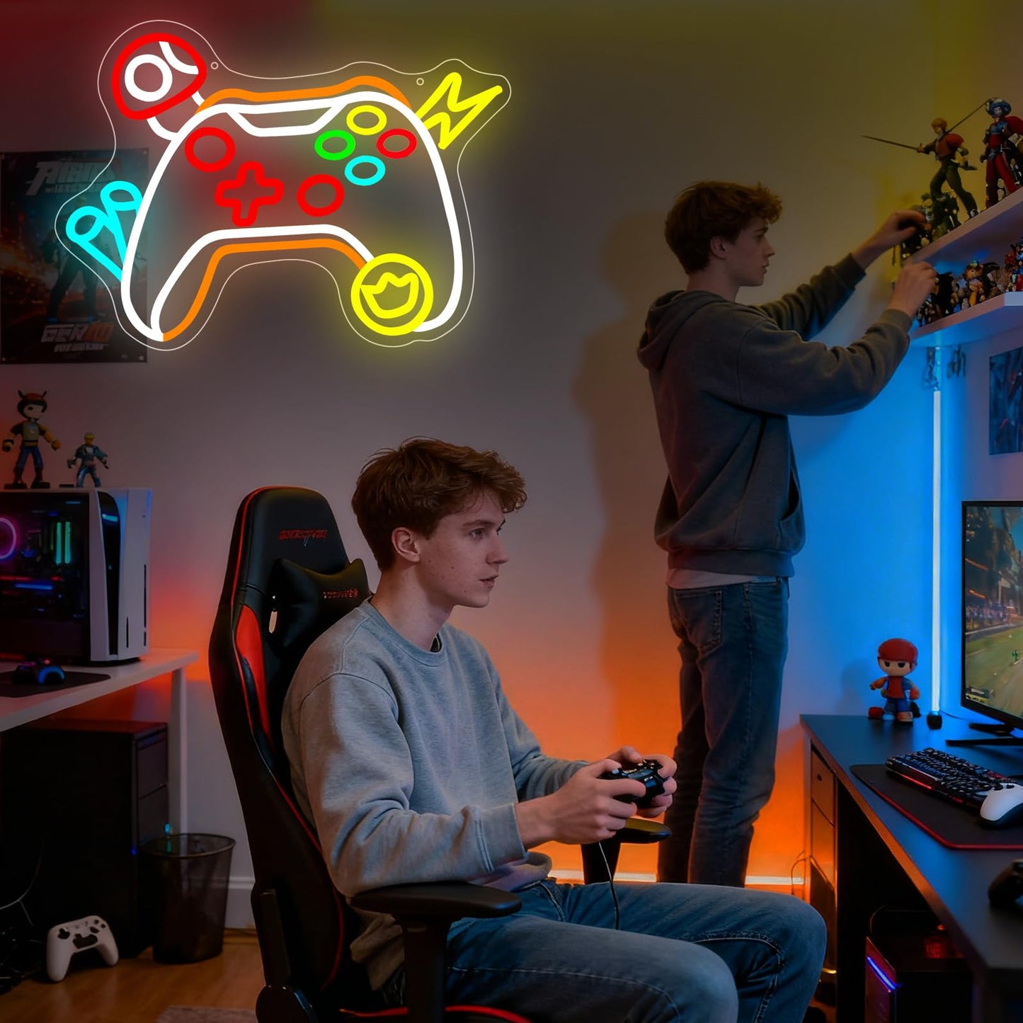 Gaming Zone Neon Sign, Gamepad Shaped Mushroom Led Neon Signs for Game Room Gamer Man Cave Bedroom Wall Decor, Great Gift for Boy Teen