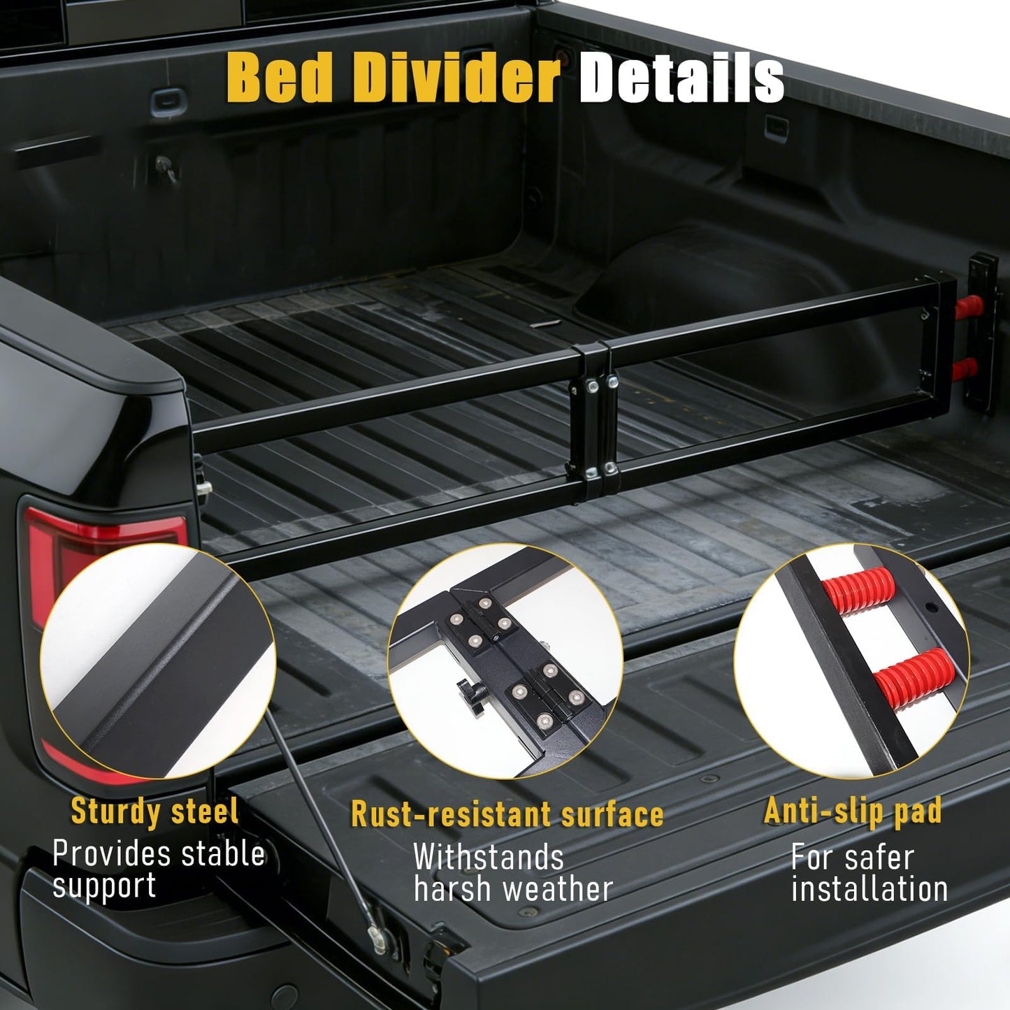 Truck Bed Divider Cargo Organizer Panel Universal Compatible with 2015-2026 Ford F150&2022-2026 Toyota Tundra&2019-2025 Chevy Silverado GMC Sierra 1500 Pickup Truck Beds Adjustable Foldable
