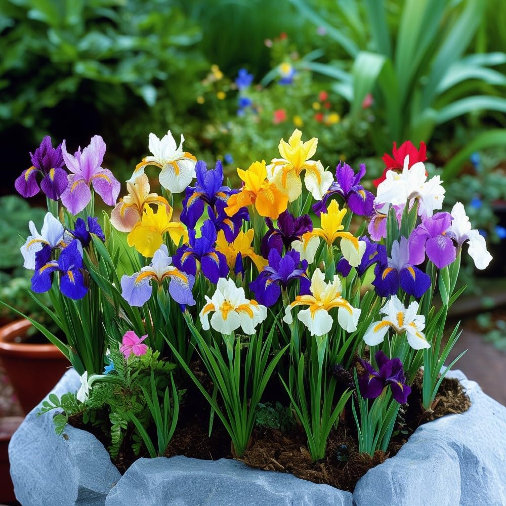 Dutch Iris Bulb Collection – Premium Mixed Blooms in Blue, White & Yellow | Late Spring Hardy Perennial Flowers for Beds, Borders & Containers – Attracts Pollinators – Zones 3–8 - (45 Bulbs)