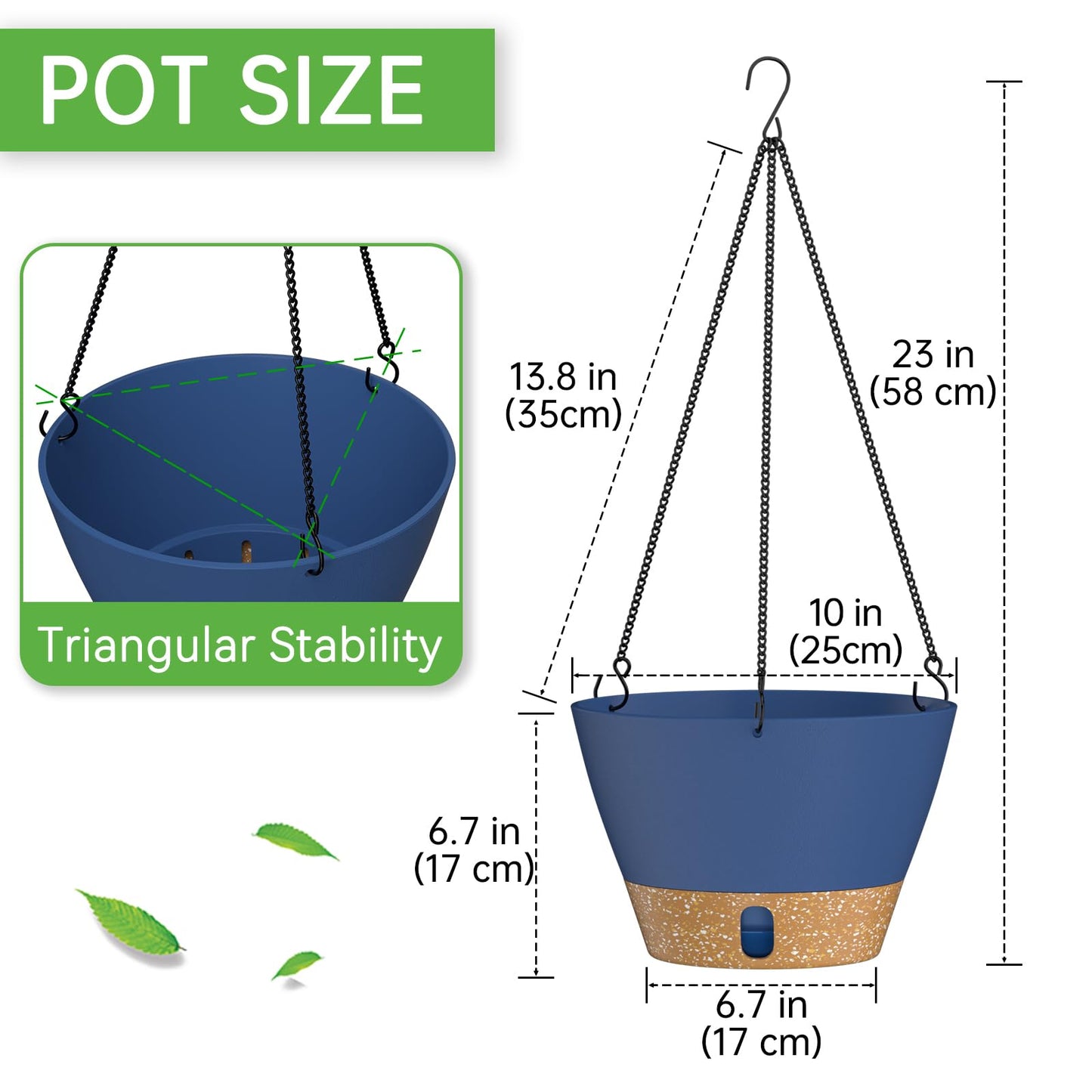 ZMTECH 2 Pack 10 Inch Hanging Planters for Indoor Plants, Modern Hanging Planter with Visible Water Level Window & Removable Tray, Decorative Plant Hanger Indoor for Home Garden