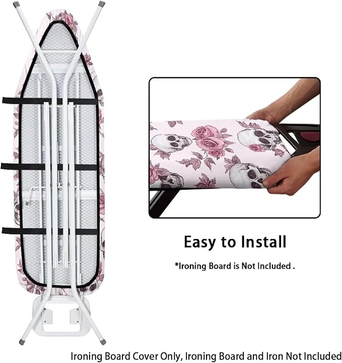 Ironing Board Covers Skull Pink Rose Stretchy Iron Board Cover and Pad