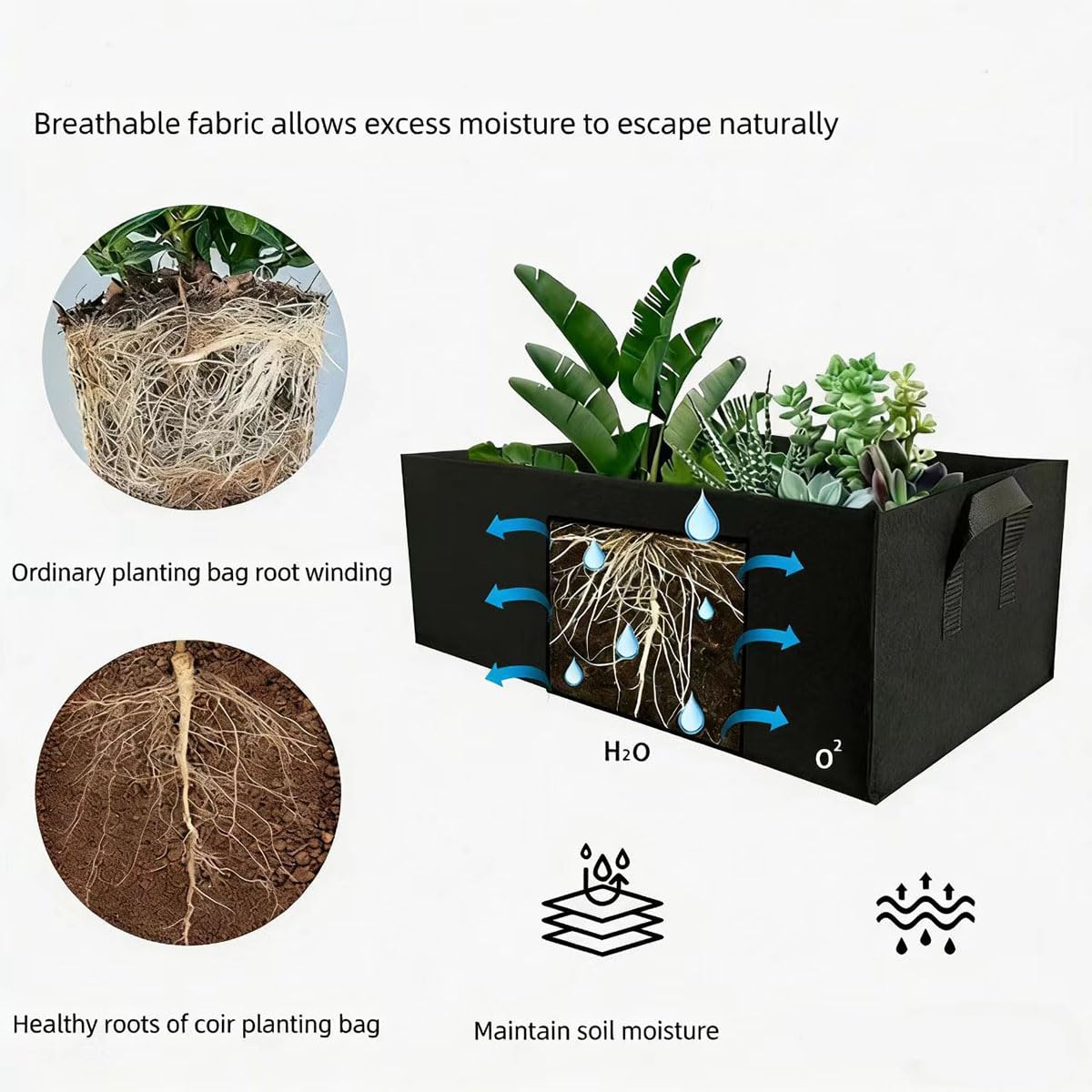 Fabric Raised Garden Bed with Dividers,Large Garden Grow Bags Rectangle Breathable Planting Containers,Suitable for Growing Flowers and Vegetables (Black 19.69 * 11.80 * 7.87 inches)