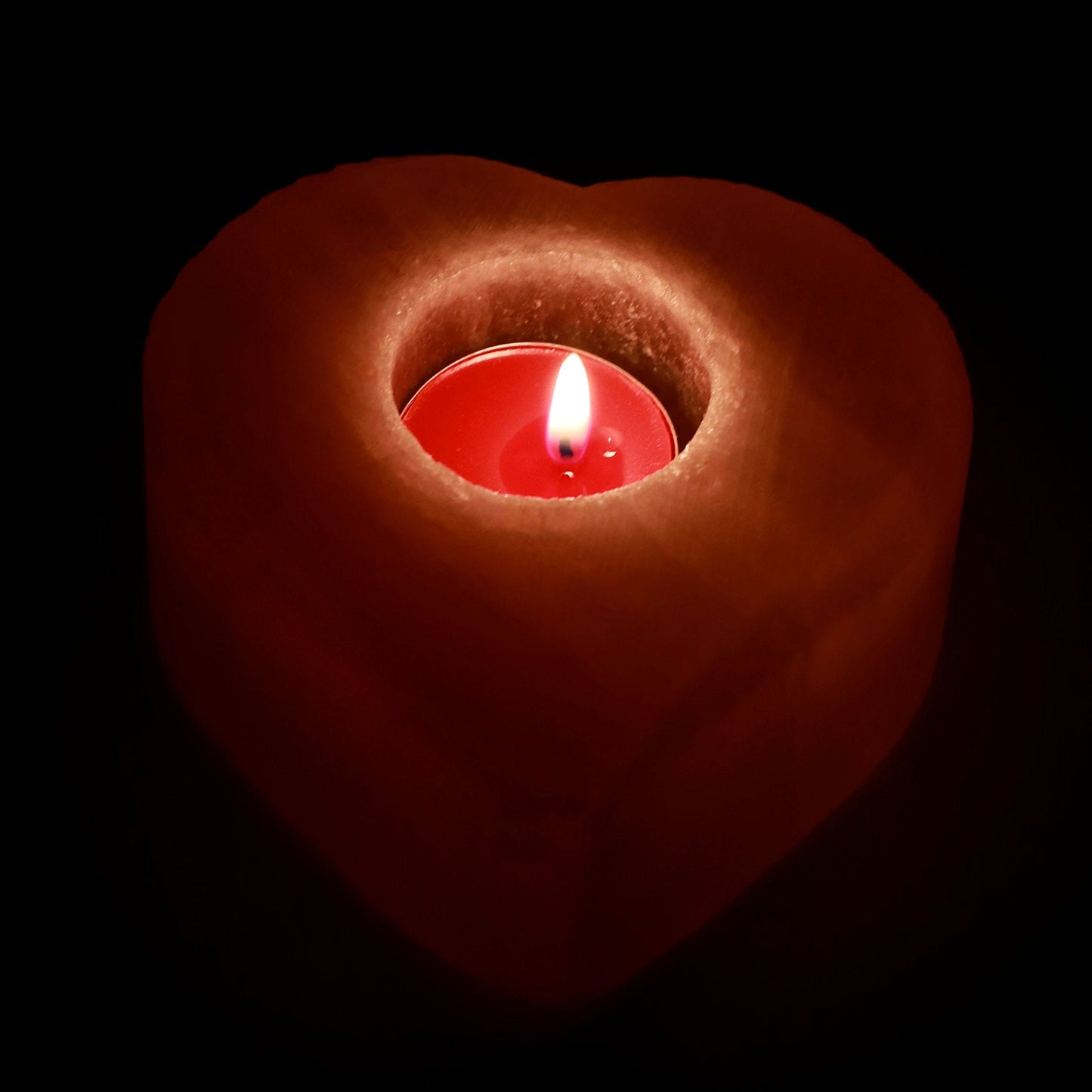 Deluxe Comfort Himalayan Salt Heart Candleholder - Negative Ions Products for Real Benefits of Health, Orange, (HRTSA-2003)