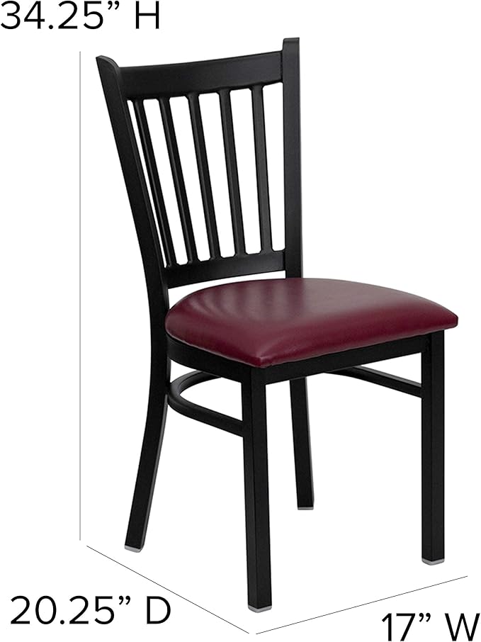 Flash Furniture 4 Pack HERCULES Series Black Vertical Back Metal Restaurant