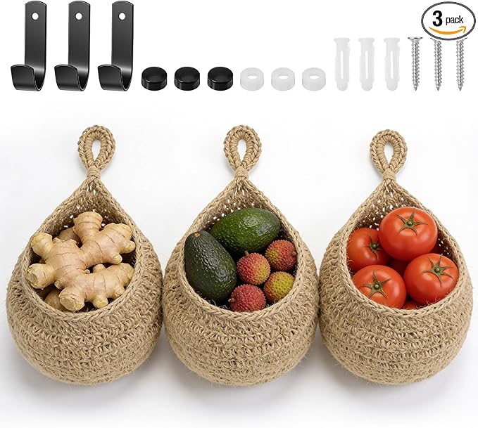 3 Pcs Larger Boho Wall Hanging Fruit Baskets