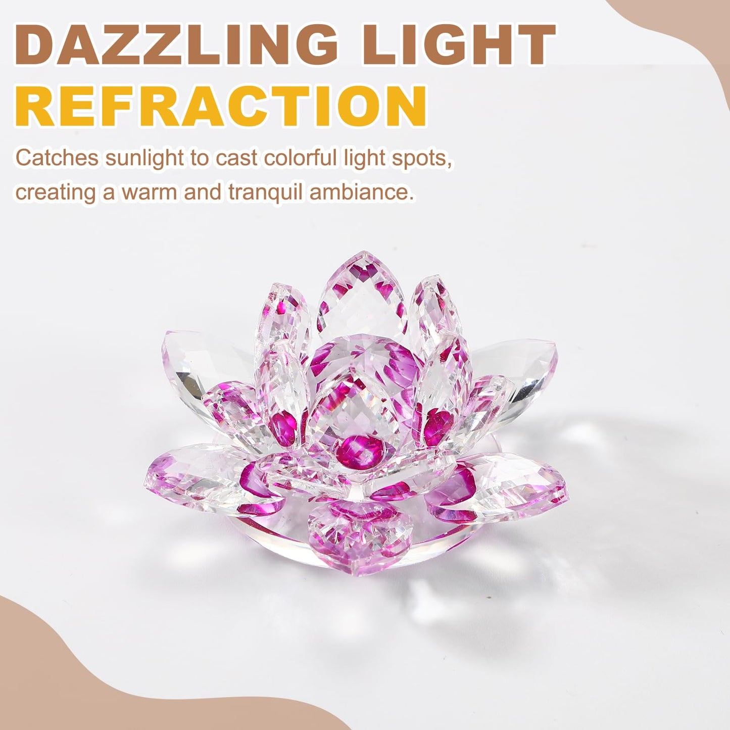 uxcell Crystal Lotus Flower Figurine 2.6"x2.6" Decorative Lotus Flower Ornament Clear Lotus Figurine for Home Office Tabletop Centerpieces, Purple