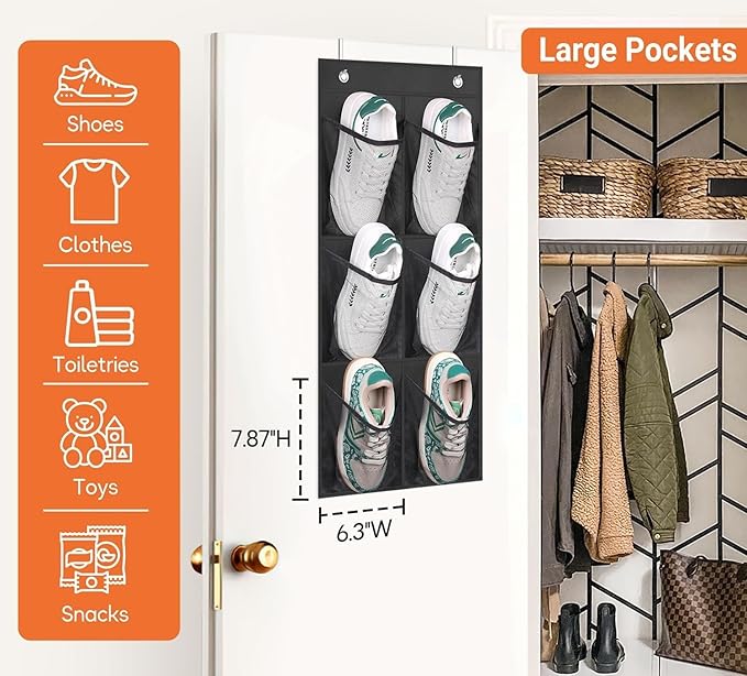 KIMBORA 2 Packs Narrow Over the Door/Wall Shoe Organizer, Small Hanging Shoe