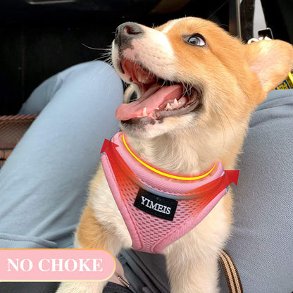 YIMEIS Dog Harness and Leash Set, No Pull Soft Mesh Pet Harness, Reflective Adjustable Puppy Vest for Small Medium Large Dogs, Cats (Pink, Medium)