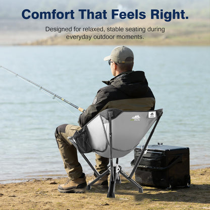 MTRVR Utility-Grade Folding Chair — Stable One-Piece Structure, Authorized Folding Structure Patent, Balanced Aluminum Support, Compact & Portable Chair for Camping, Fishing & Everyday Outdoor Use