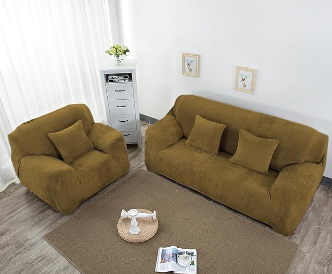 vctops 1-Piece Velvet Plush Stretch Sofa Slipcover