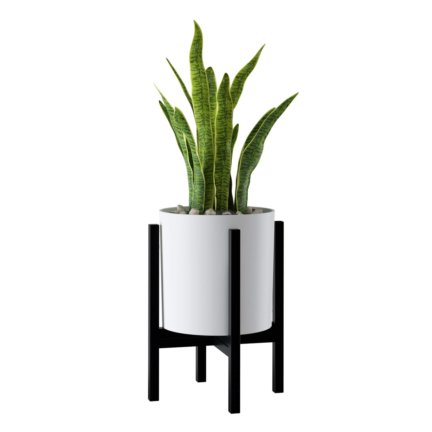 FaithLand 10 Inch Fiberstone Planter - Lightweight Modern Cylinder Plant Pot with Drainage Hole & Plug, Indoor Outdoor Use, Matte White