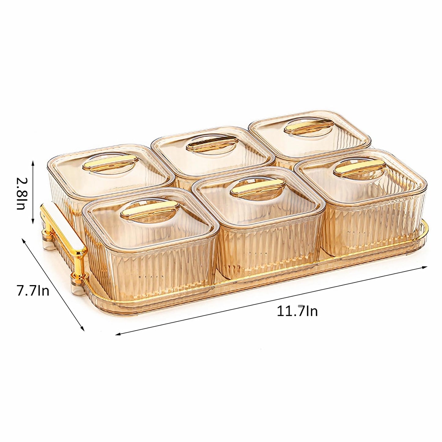 WUWEOT Nut and Candy Serving Tray, Divided Snack Serving Bowls, Plastic Compartment Appetizer Food Display Dish Platter with Lid Tray and Handle for Fruit Dessert Nuts Snacks Candy Chip Dip