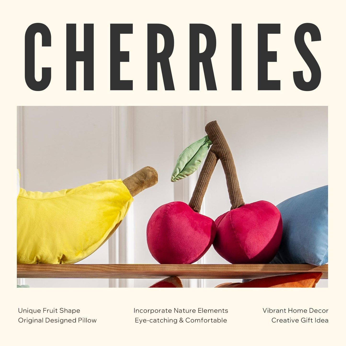 Phantoscope Papaya Shaped Throw Pillow, Fruit Themed Cushion for Couch, Bed and Chair, Pink, 10 x 15 inches