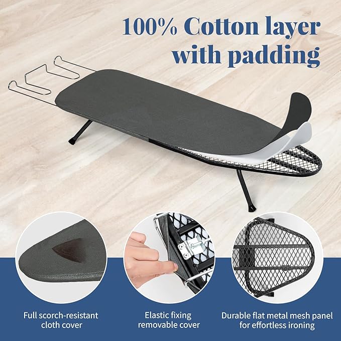Small Ironing Board Foldable, BlissBoard Tabletop Iron Board