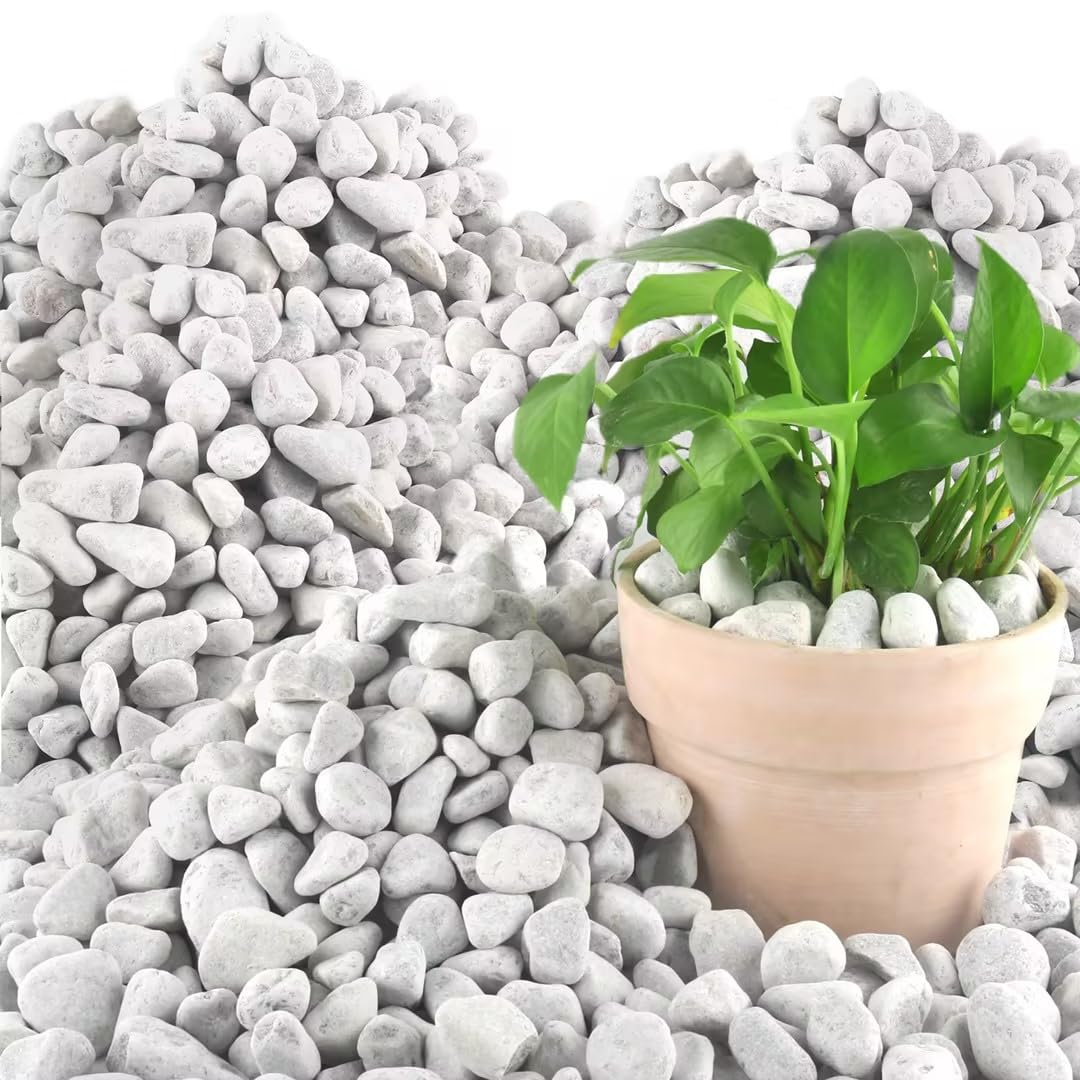 Mulctun 45LB Natural Grey Gravel, 0.8"-1.8" River Rocks,Decorative Pebbles for Indoor Outdoor Planters, Terrarium Rocks in Bulk,Aquarium Gravel for Pathways Backyard Walkways Landscaping Fish Tank