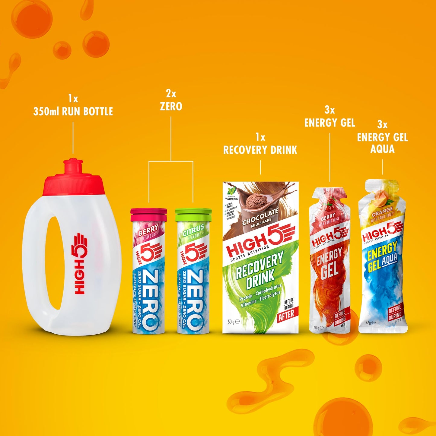HIGH5 Run Pack Containing Running Energy, Hydration & Recovery Products