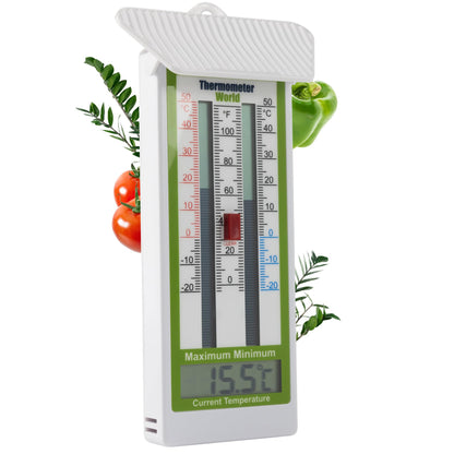 Digital Max Min Greenhouse Thermometer Room Temperature - Classic Max Min Thermometer to Measure Maximum and Minimum Temperatures - Easy Wall Mounted Greenhouse Accessories Indoor or Outdoor