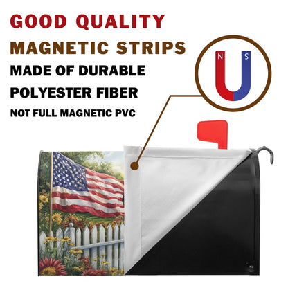 American Flag Patriotic Mailbox Covers 4th of July Independence Day Mailbox Cover Sunflowers Summer Post Letter Box for Garden Standard Size 21x18 in for Yard Home Decor