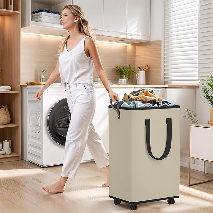 Laundry Basket with Wheels, Collapsible Laundry Baskets, Laundry Hamper with