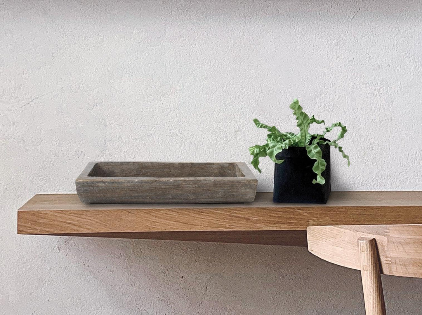 Howard Elliott Collection Dinorwic Slate Decorative Tray, Asymmetrical Modern Stone Accent Tray for Table, Shelf or Centerpiece Display, Textured Heavy Design, 12x5x3 Inch, Gray Green Taupe