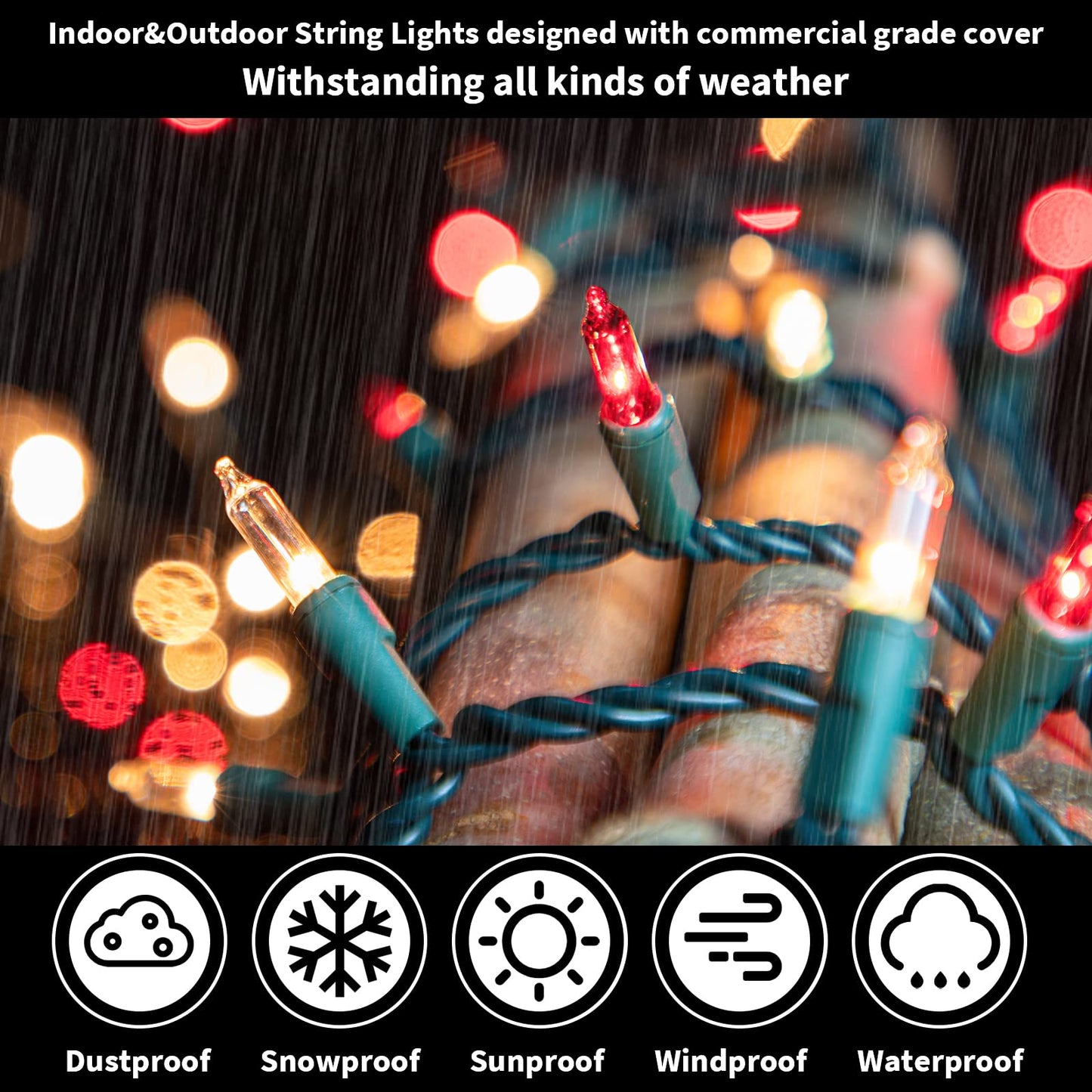 LAMPHOME Red Clear Valentine's String Lights 100 Mini Incandescent Fairy Light Decor 20 Ft Green Wire Christmas Lifgt for Indoor & Outdoor Party Patio Bedroom, Xmas Tree Garland Easter Decoration